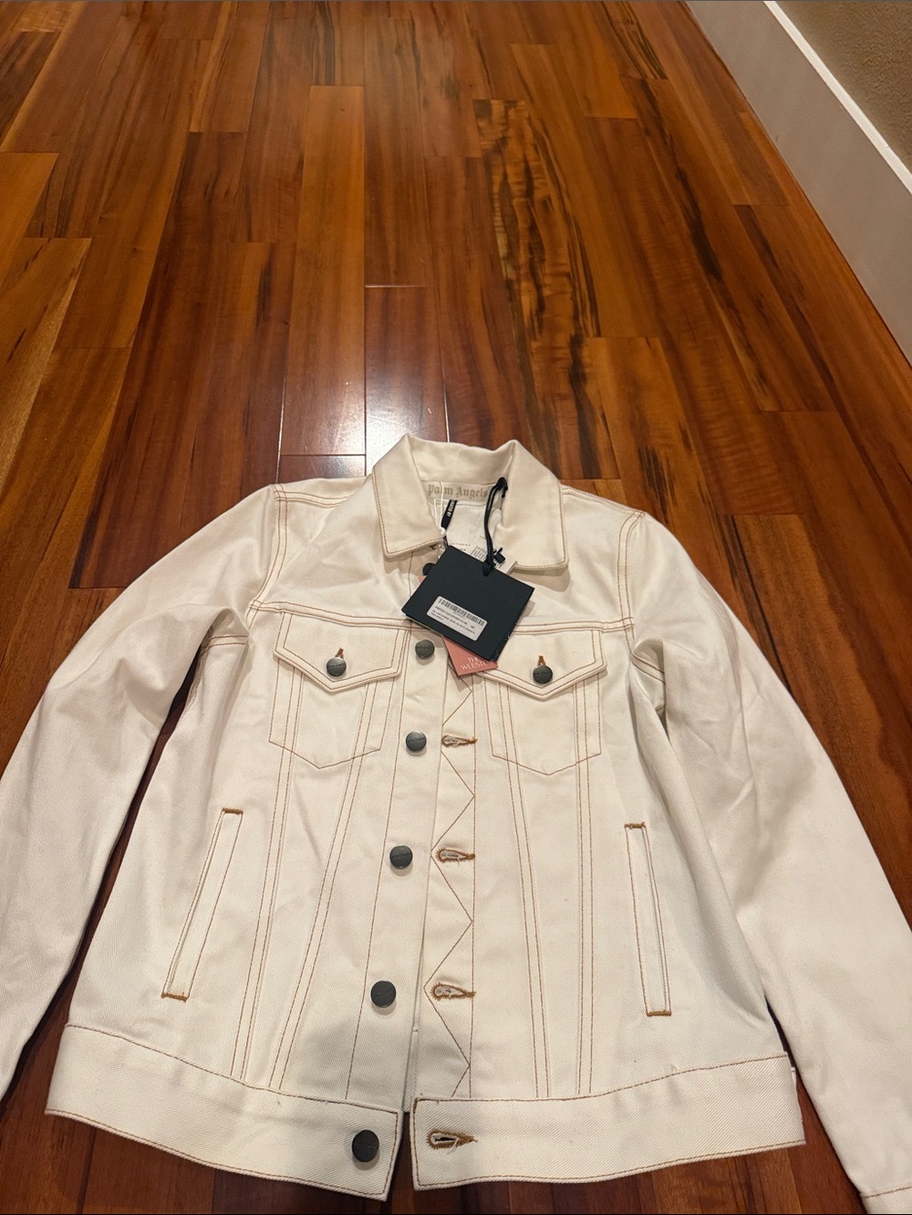 Palm Angels Cream Denim Trucker Jacket